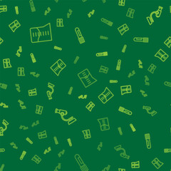 Set line Laboratory glassware or beaker, Microscope and Test tube and flask on seamless pattern. Vector