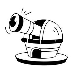 A well-designed doodle icon of an observatory building 