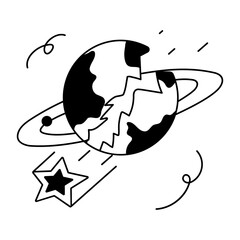 Trendy doodle icon depicting planet destroy 
