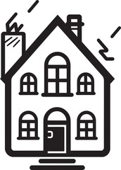Simple Geometric Retro Whimsical Vintage Urban House Emblem in Vector