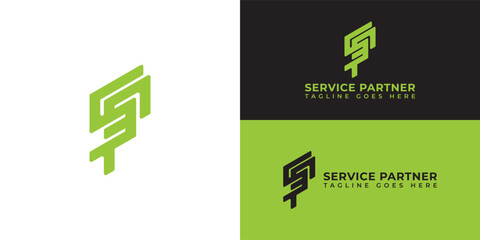 Abstract initial letter SP or PS logo in green color isolated on multiple background colors. The logo is suitable for business and consulting company logo icons to design inspiration templates.