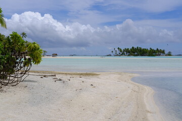 A scenic view of the blue lagoon of Rangiroa. French Polynesia - November 9, 2022.
