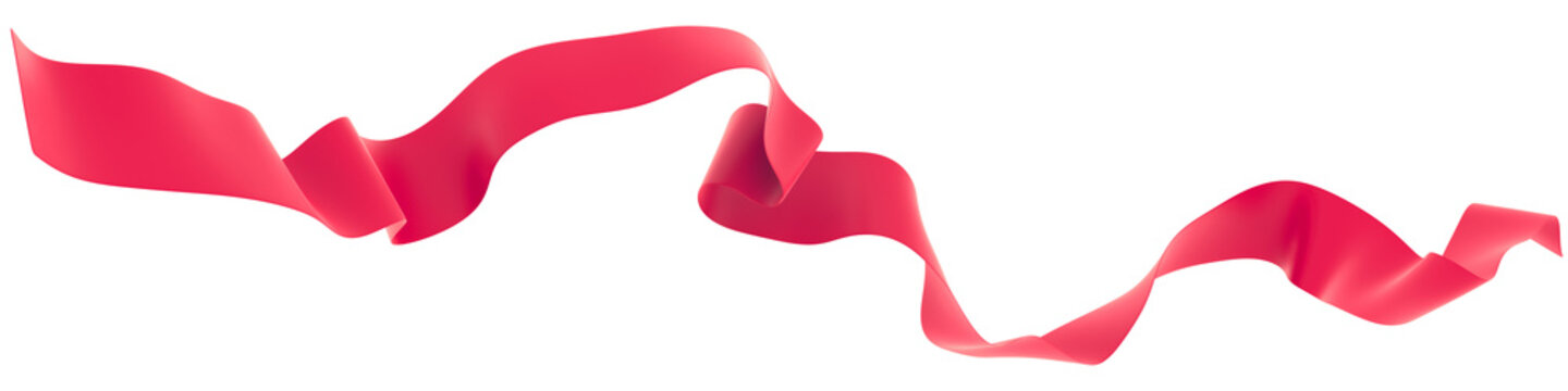 Curly fly red ribbon on an isolated background. 3d render