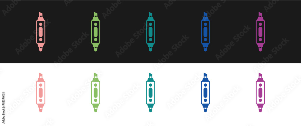 Wall mural Set Marker pen icon isolated on black and white background. Vector