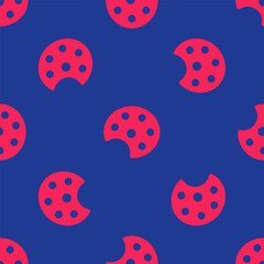 Red Palette icon isolated seamless pattern on blue background. Vector