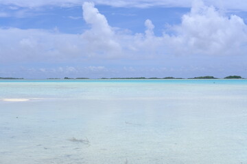 A scenic view of the blue lagoon of Rangiroa. French Polynesia - November 9, 2022.