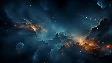 Abstract space background with stars and nebula. 3D illustration. - obrazy, fototapety, plakaty