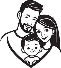 Obraz na płótnie Canvas Love Illustrated Vector Art of Husband, Wife, and Children