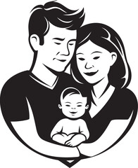 Family Connection in Art Vector Illustration of Husband, Wife, and Children