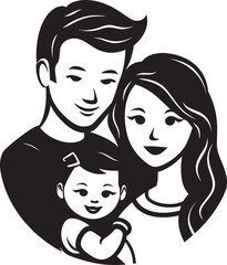 Obraz na płótnie Canvas Happy Parenthood Illustrated Vector Illustration of Husband, Wife, and Children