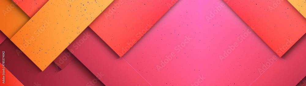 Aufkleber Abstract texture orange pink background banner panorama long with 3d geometric triangular gradient shapes for website, business, print design template paper pattern illustration wall