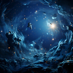 Night sky with clouds and stars