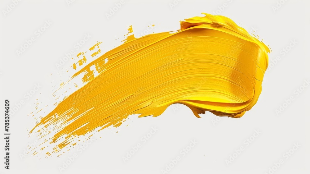Poster dynamic yellow paint stroke isolated on transparent background expressive brushstroke element digita