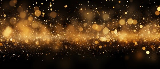 Shiny bokeh backdrop. Gold light bokeh. Blurred glitter and sparkles. Generative AI.