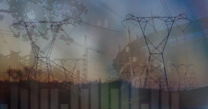 Image of data processing over pylons - Powered by Adobe