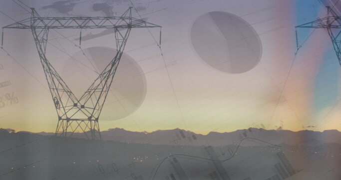 Image of data processing over pylons