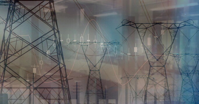Image of data processing over pylons - Powered by Adobe