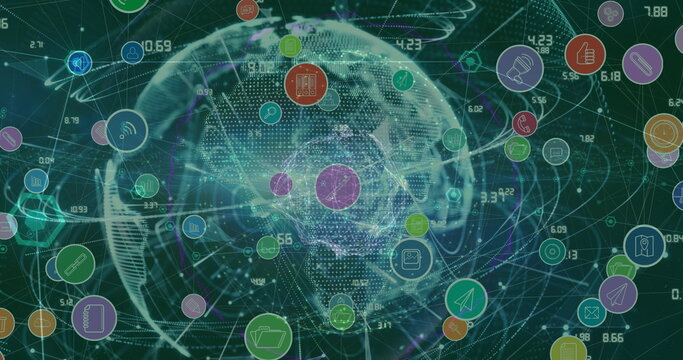 Image of data processing over globe