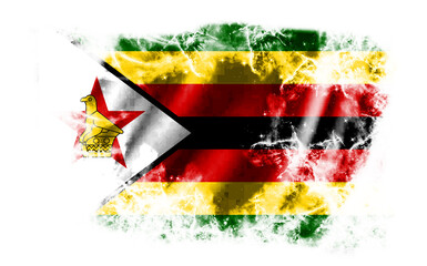 White background with torn flag of Zimbabwe