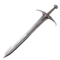 Medieval Single-Handed Sword with an Elaborate Hilt Design, Symbolizing Historical Warfare and Weaponry Craftsmanship.