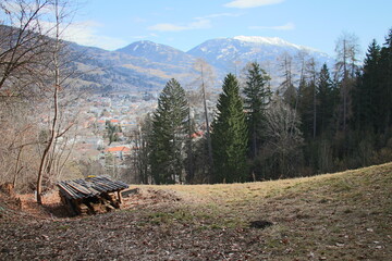 alpine hayfield in mountains in winter