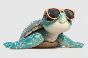 Cute colorful turtle with sunglasses