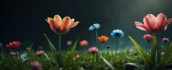 Obraz na płótnie Canvas Earth Day Celebration: Blooming Flowers Raise Environmental Awareness
