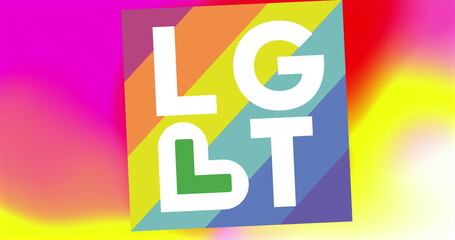 Image of lgbt text over shapes