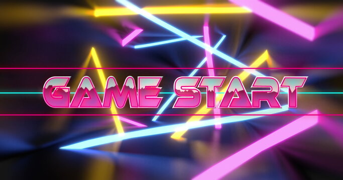 Image of game start text over neon lines