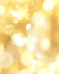 Obraz premium Yellow and Pastel Glittering Lights with Dreamy Bokeh, banner, background for event invitation, New Year's or Christmas decoration, Party Time, Festival Holiday, Birthday, Space for text