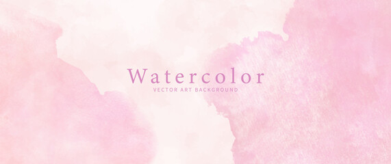 Pink vector watercolor art background with isolated brushstrokes for cards, flyers, poster, cover design, invitation. Aged watercolor texture wallpaper.	