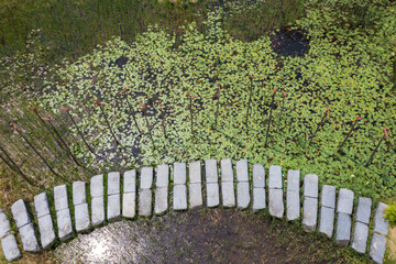 Obraz premium Spring scenery of the park taken by drone