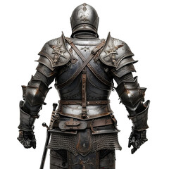 Medieval Knight in Full Plate Armor Standing, Symbolizing Strength and Historic Warfare.