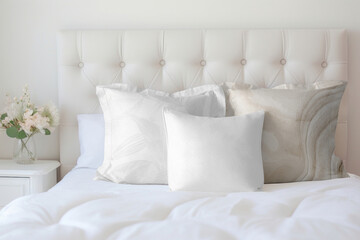 Fototapeta na wymiar Bed cushion png mockup, transparent design