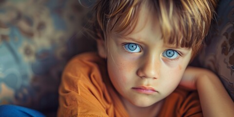 Cute little crying sad boy