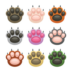 Paws Up Pets Set on White Background. Vector