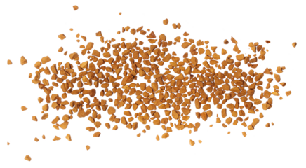 Instant coffee granules, soluble coffee isolated white clipping, top view