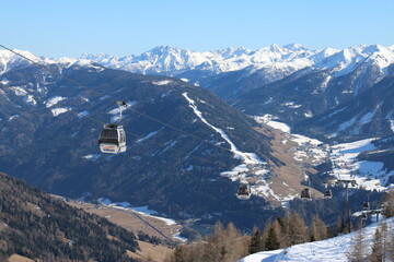 ski resort in the alpine mountains