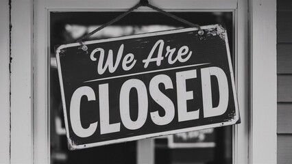 Black And White We Are Closed Sign - obrazy, fototapety, plakaty
