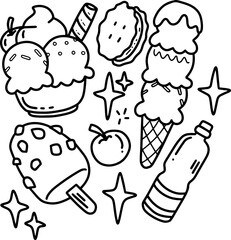 food and sweet doodles element design.