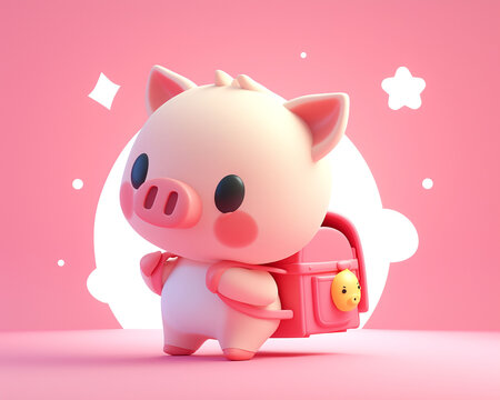 pig, little pig, animal, pink, character, cute,