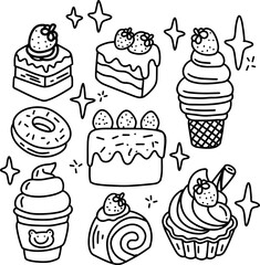 food and sweet doodles element design.