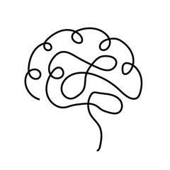 One Line Brain Drawing Minimal Vector Concept  Abstract Brain Outline with Continuous Line  Simple Hand-Drawn Brain in One Stroke.