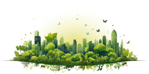 Green Urban Environment With Nature Concept. Eco-Friendly Cityscape. Sustainable Living. Generative AI