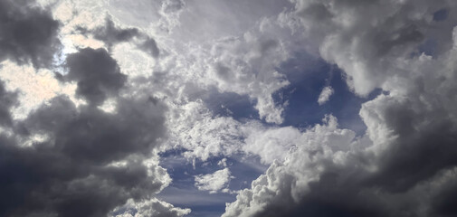 Magnificent beautiful form of cumulonimbus clouds blue sky cloud gradient light white background....