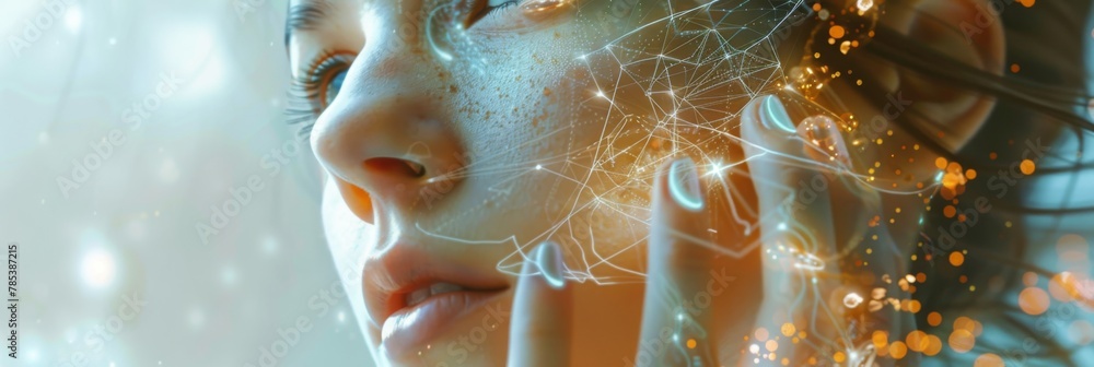 Poster abstract glowing orbs on a neutral background - an ethereal image showing glowing lights resembling 