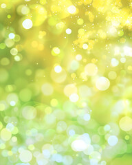 Yellow and Green	Glittering Lights with Dreamy Bokeh, 	banner, background for event invitation, New Year's or Christmas decoration, Party Time, Festival	St Patrick Day, Holiday, Space for text