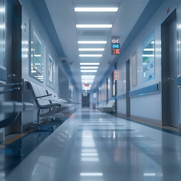 Ein leerer Flur in einem Krankenhaus