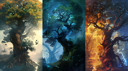 Fantasy trees collection of giant epic world trees