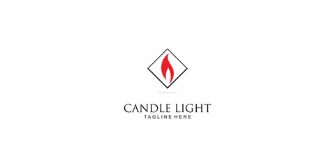 Simple candle light illustration logo design with unique concept| premium vector